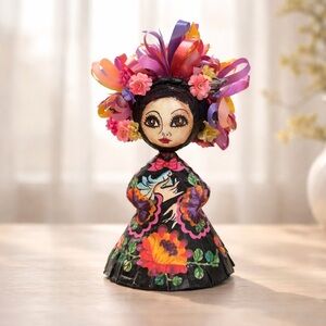 Vintage 1960S Abelardo Ruiz Mexican Folk Art Paper Mache Girl Doll Figurine